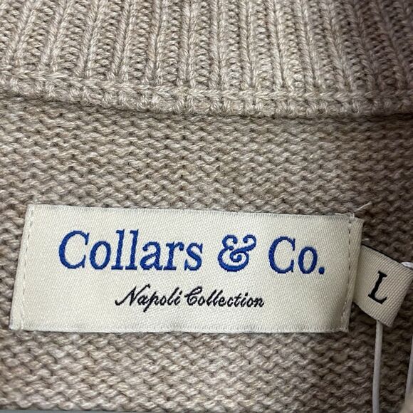 Collars & Co Napoli Cardigan Sweater Mens L Camel Tan Wool Cashmere Preppy NWT - Picture 3 of 8